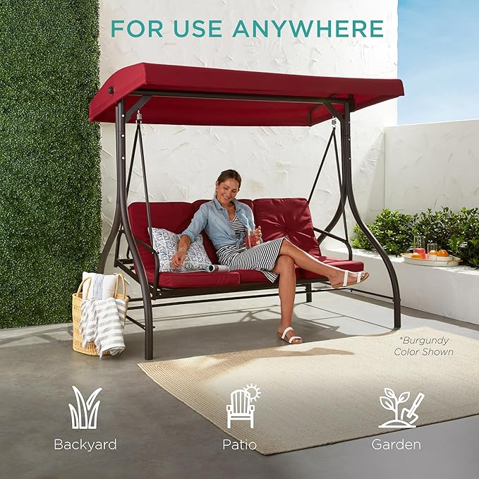 Best Choice Products 3-Seat Outdoor Large Converting Canopy Swing Glider - Image 6