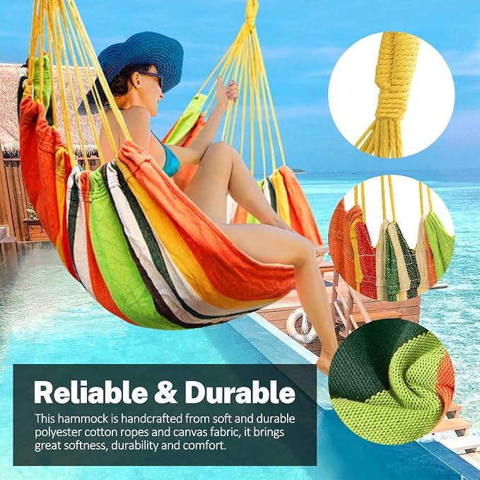 KPX Ourdoor Hanging Hammock Chair – Comfortable Tree Swing Chair Large Size - Image 2