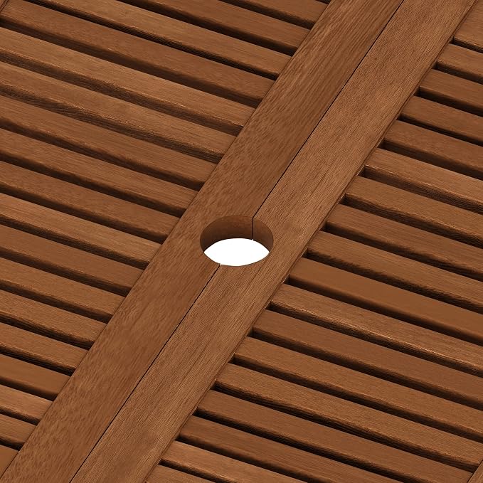 Furinno FG18065 Tioman Hardwood Patio Furniture Folding Table in Teak Oil - Image 8