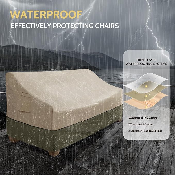 COSFLY Patio Furniture Covers Waterproof, Outdoor Sofa Cover Heavy Duty Fits up - Image 5