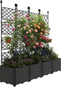 4 PCS Raised Garden Bed with Trellis, Patio Privacy Screen & Balcony Garden by MegaChoice