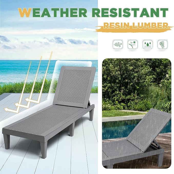 Greesum Outdoor Chaise Lounge Chairs Set of 2 - Image 7