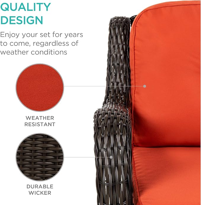 Best Choice Products 3-Piece Outdoor Wicker Patio Bistro Set w/ 2 360-Degree - Image 5