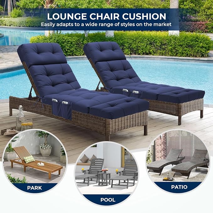 Outdoor Chaise Lounge Chair Cushion Waterproof 74.4 x 22 x 4.7 Inches Lounge - Image 7