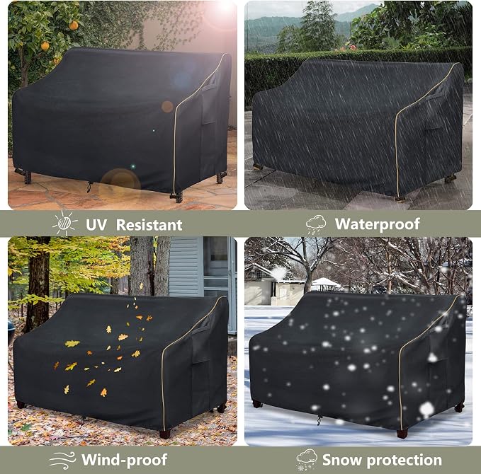 Patio 3-Seater Sofa Cover, Outdoor Couch Cover Fits up to 76W x 32.5D x 33H - Image 9