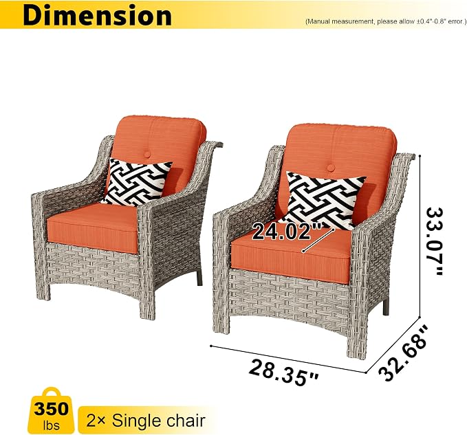 HOOOWOOO 2 Piece Patio Chairs Set, Outdoor Wicker Chairs, All Weather Resistant - Image 6