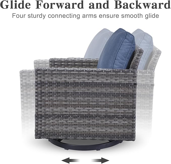 Belord Wicker Chairs Outdoor Bistro Set Oversize Patio Swivel Rocker, Rattan - Image 5