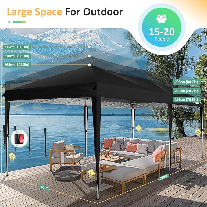 COBIZI 10x20 Pop up Canopy Tent Without Sidewall, Waterproof Portable Outdoor - Image 5