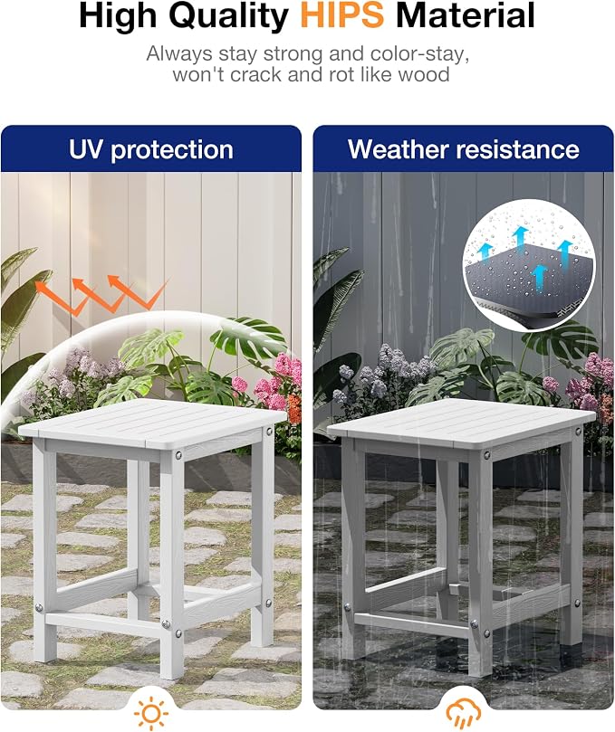 YEFU Outdoor Side Table for Patio: 16" HIPS Weather - Image 5