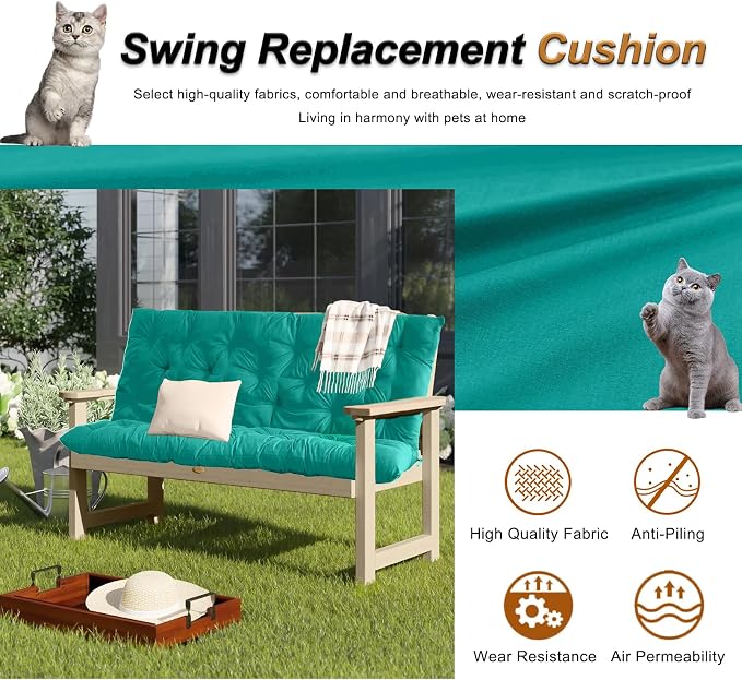 2-3 Seat Swing Replacement Cushion, Outdoor Bench Cushions - Image 2