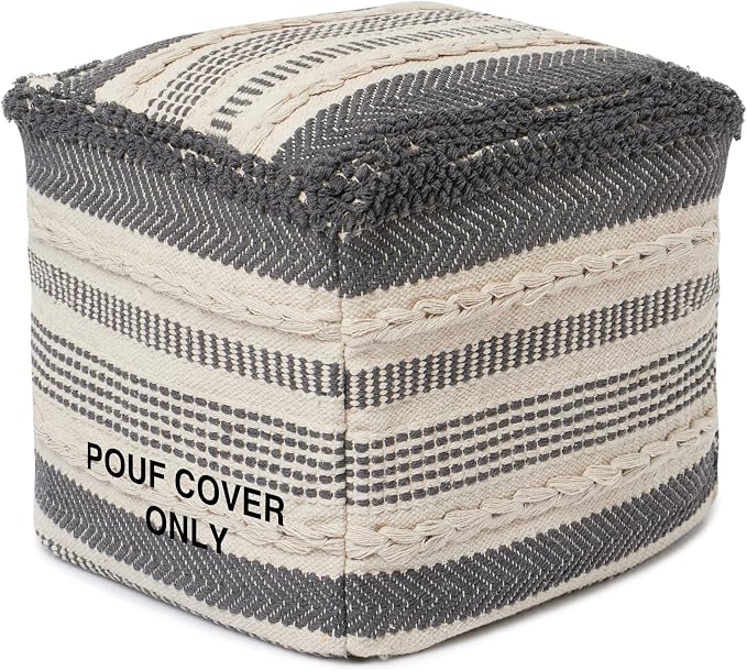 REDEARTH · UNSTUFFED Pouf Ottoman Cover Textured Cube Bean Bag Poof Pouffe by REDEARTH