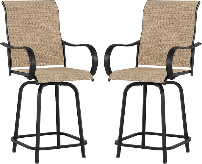 Patio Swivel Bar Stools Set of 2 by VonzoyHome