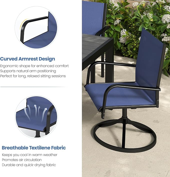 Outdoor Dining Set for 6, Metal Patio Table and Chairs Set - Image 7