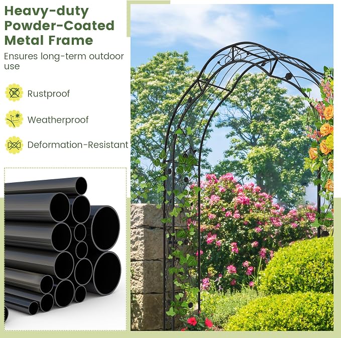 Giantex 2 Half Garden Arch Trellis, 8.2 FT Metal Garden Arbor, 6 Sizes - Image 6