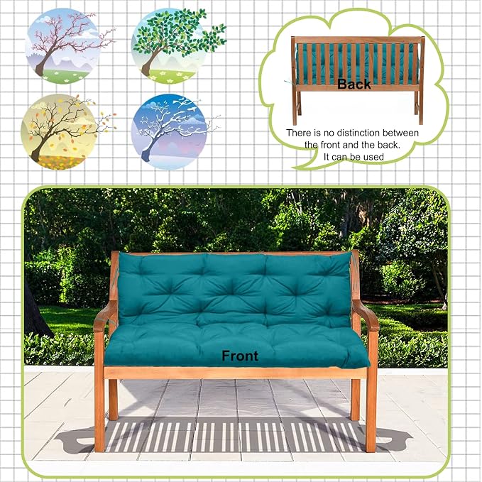 Waterproof Porch Swing Cushion Replacement, Thick 4" 2–3 Seat Outdoor Swing - Image 5