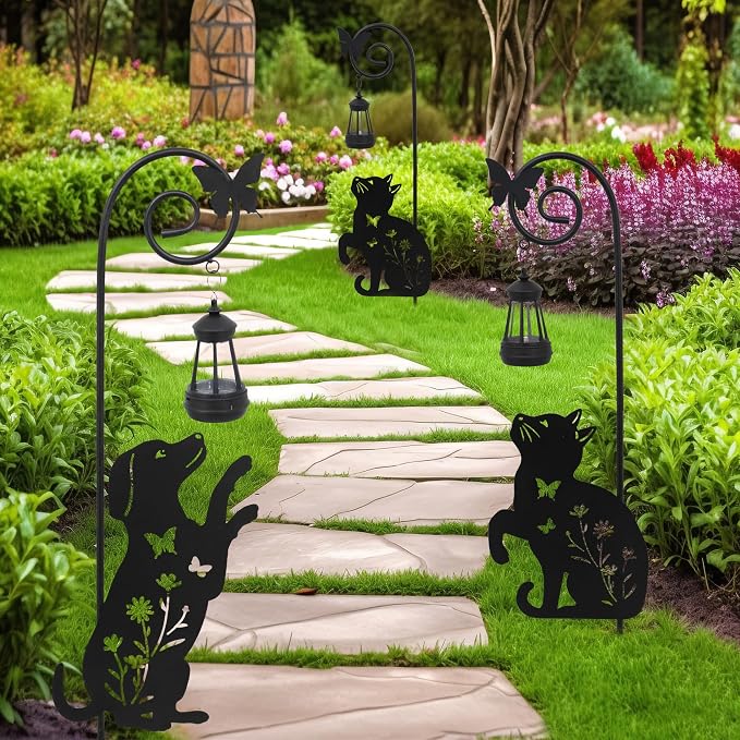 Solar Dog and Cat Lantern Garden Stakes - Image 6