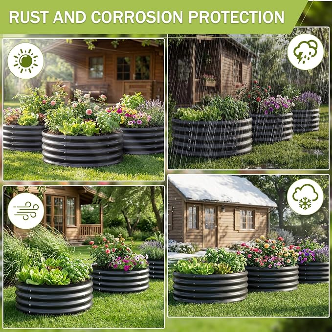 AHEONLAR 3Pack 2x2x1 ft Round Galvanized Raised Garden Bed Kit Round Metal - Image 6