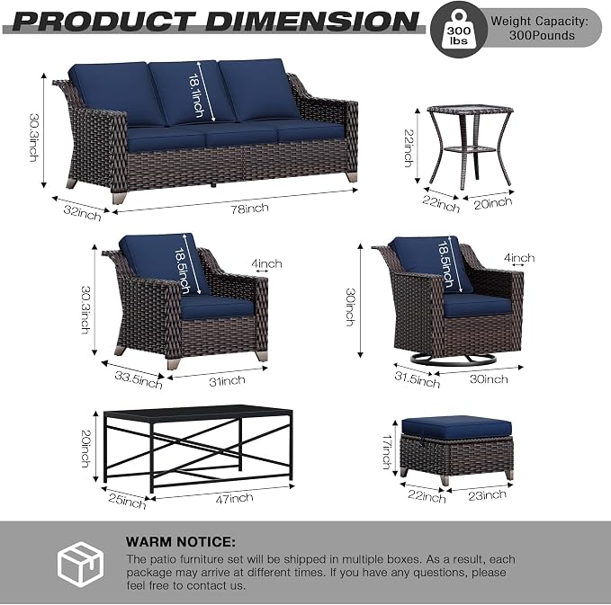 Joyside Wicker Patio Furniture Sets, 8 Pieces Upgraded Large Size Outdoor - Image 2