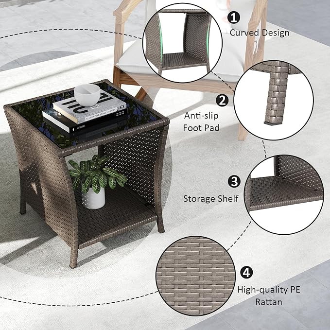 Kinfant Rattan Patio Side Table - Image 4