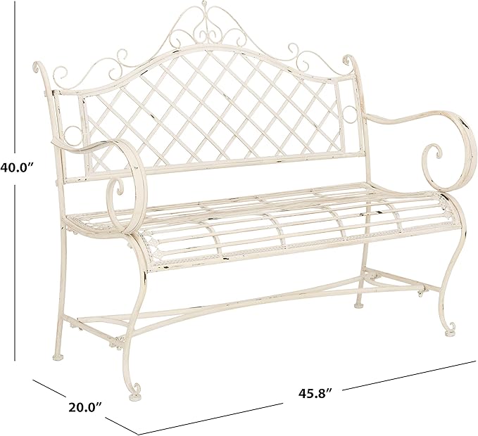 Safavieh PAT5017A Collection Adina Antique White Wrought Iron 51.25" Outdoor - Image 3