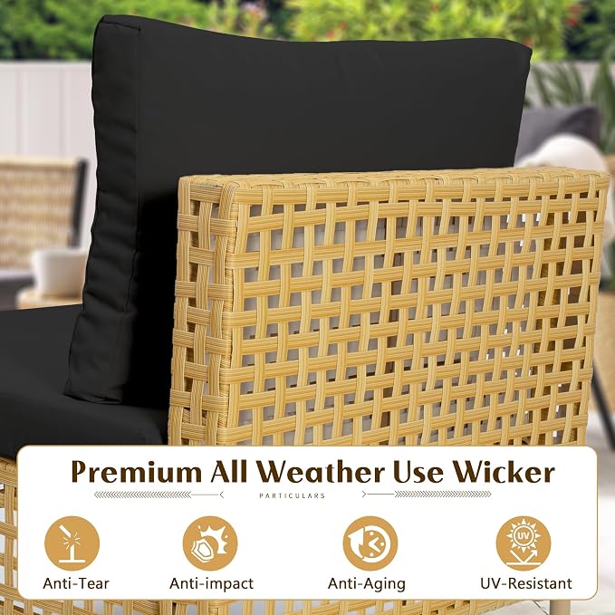 LHBcraft Patio Furniture Set, Large 7 Piece Wicker Outdoor Sectional Furniture - Image 5
