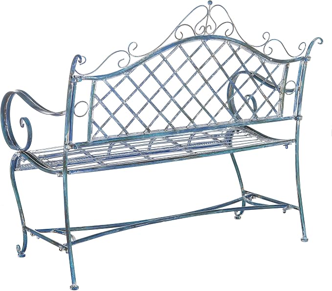 Safavieh PAT5017C Outdoor Collection Abner Antique Blue Wrought Iron 46-inch - Image 6