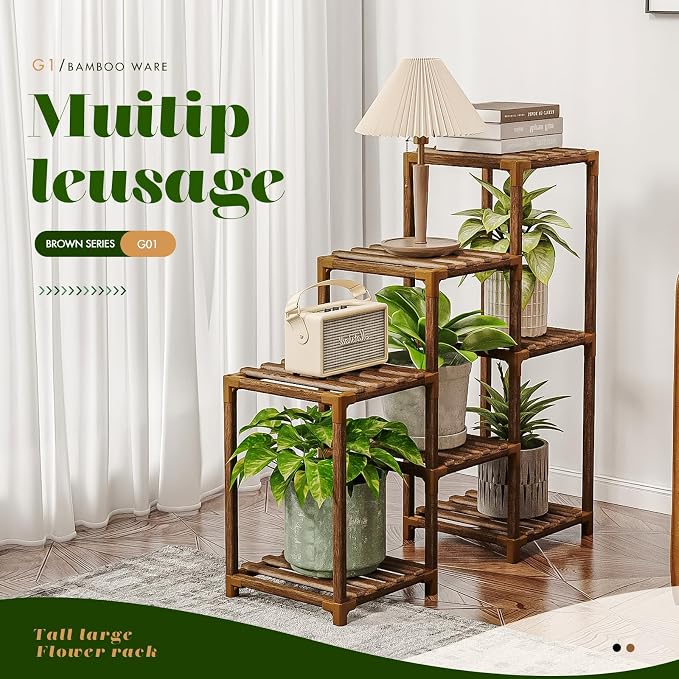 Plant Stand Indoor Outdoor Wood Plant Shelf - Image 4