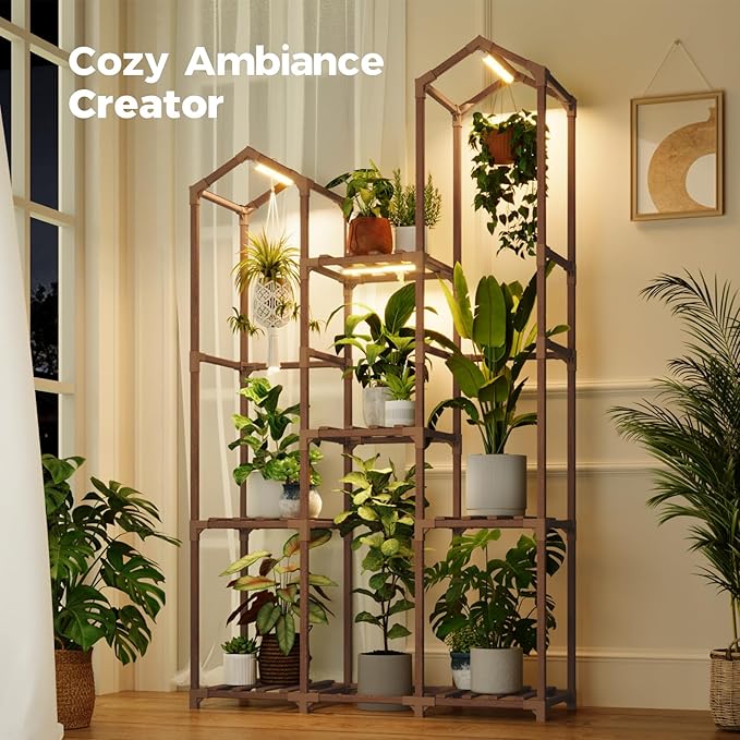 Bamworld Plant Stand with Grow Light Corner Plant Shelf Indoor with Lights Tall - Image 2