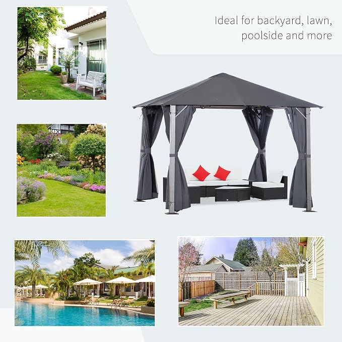 Outsunny 10' x 10' Patio Gazebo, Outdoor Gazebo Canopy Shelter - Image 8