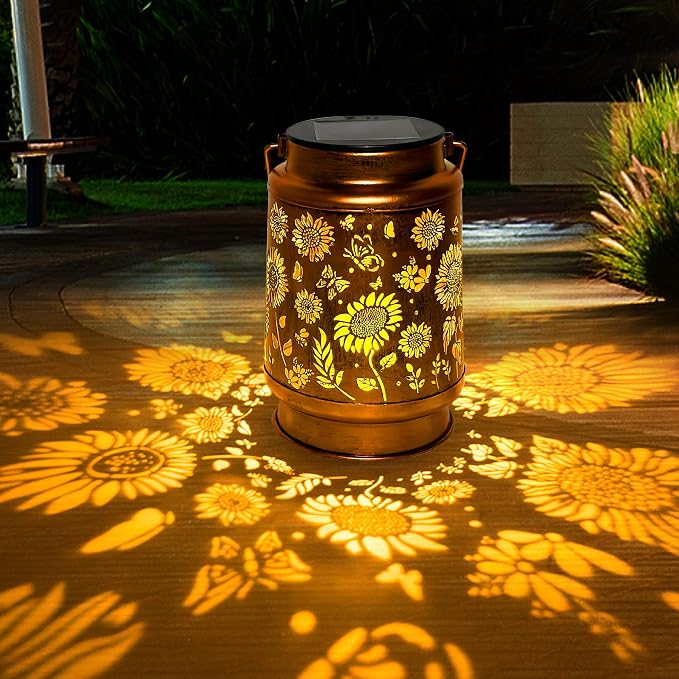 Sunflower Solar Lantern Lights, Outdoor Lanterns Garden Decor, Hanging Solar by ANYTALK