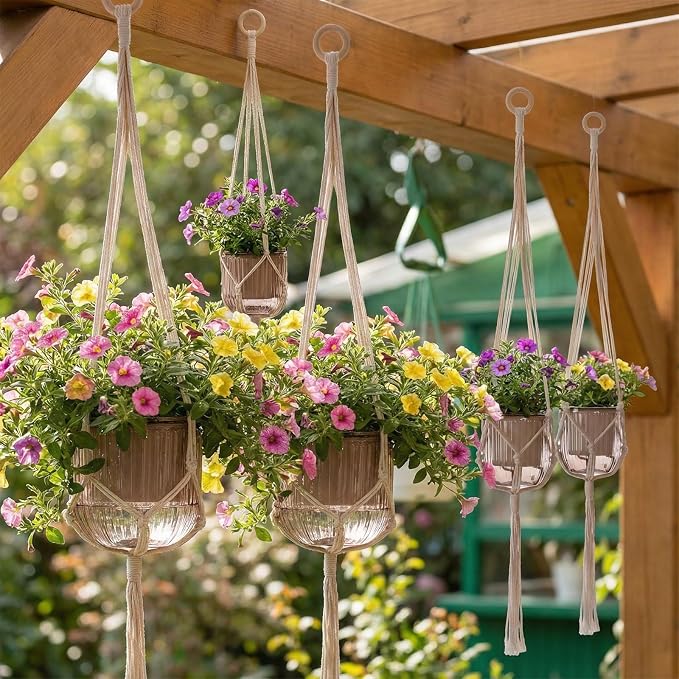 6 Pack Self Watering Hanging Planters Indoor Flower Pots Visible Water Level - Image 5