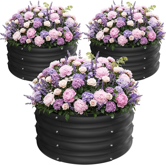 ZXZYHFTY Round Galvanized Raised Garden Bed kit, Round Large Metal Raised by ZXZYHFTY