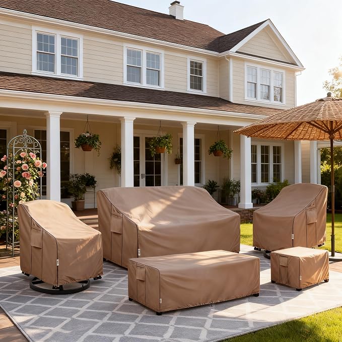 Outdoor Coffee Table Cover, 600D Waterproof Patio Rectangular Side Table Covers - Image 8