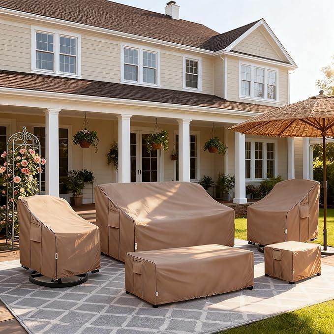 Outdoor Coffee Table Cover, 600D Waterproof Patio Rectangular Side Table Covers - Image 8