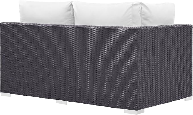 Modway Convene Wicker Rattan Outdoor Patio Left Arm Loveseat in Espresso White - Image 3