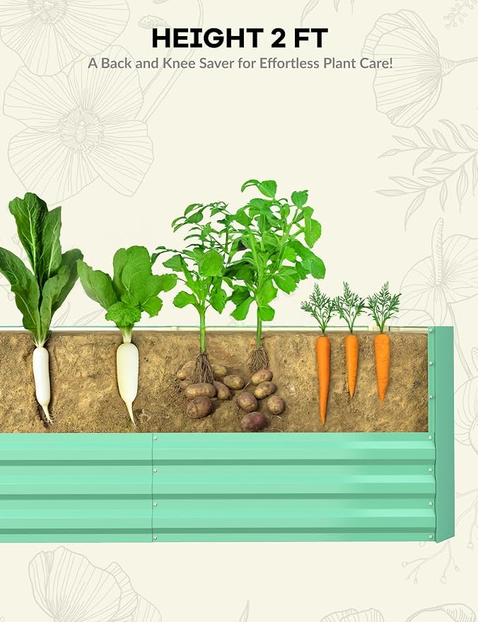 GarveeLife 8x4x2 ft Galvanized Raised Garden Bed, Rust-Resistant Raised Garden - Image 5