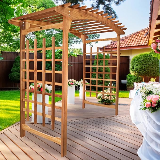 All Things Cedar 8-Foot Pagoda Arbor Garden Arch Trellis - Image 2