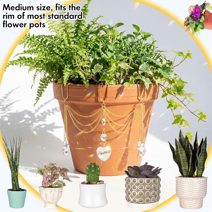 Sun Catcher Plant Hanger with Beads and Glass Crystal Beaded Plant Accessories - Image 4