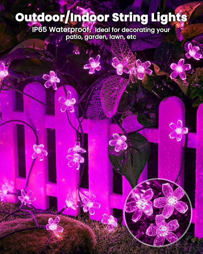 Brightown 60 LED Solar String Lights Flower Outdoor Waterproof Fairy Lights - Image 2