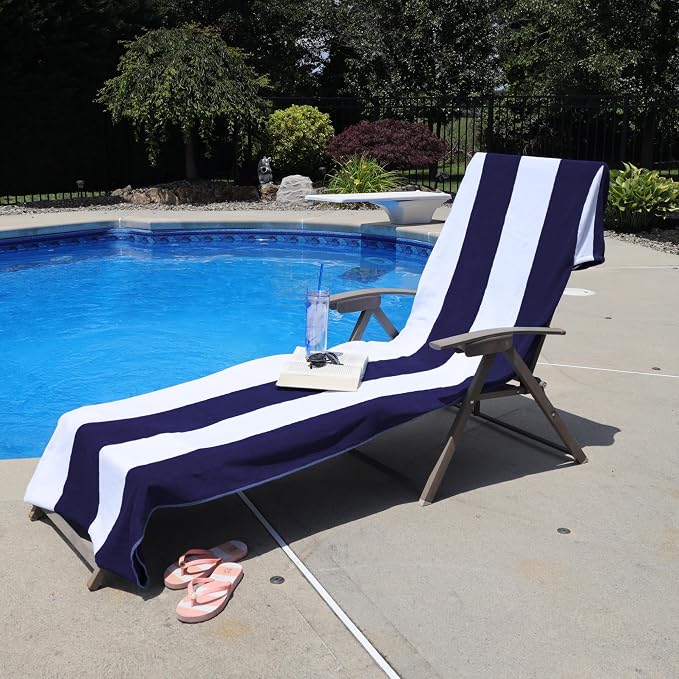 Superior Cabana Cotton Lounge Chair Cover, Outdoor Towel/Chaise Furniture Covers - Image 2