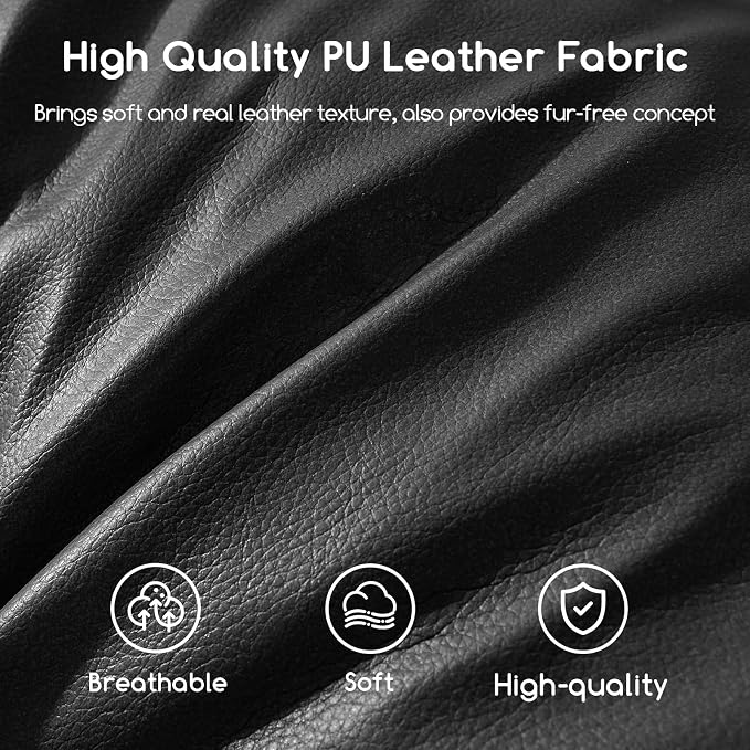HIGOGOGO Round Stuffed Pouf Ottoman, Pu Leather Poufs - Image 8