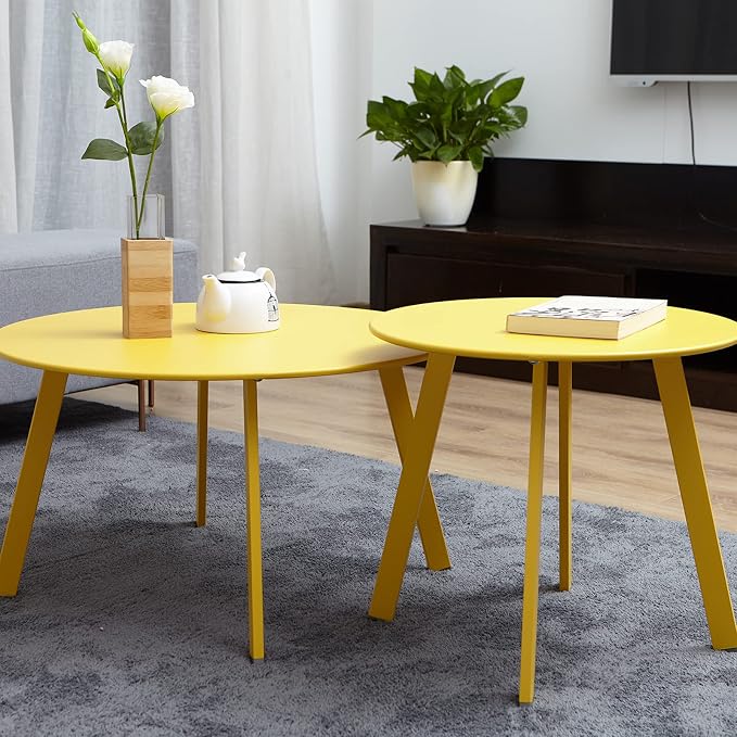 Grand patio Round Patio Coffee Table 2PC Weather Resistant Nesting Tables - Image 2