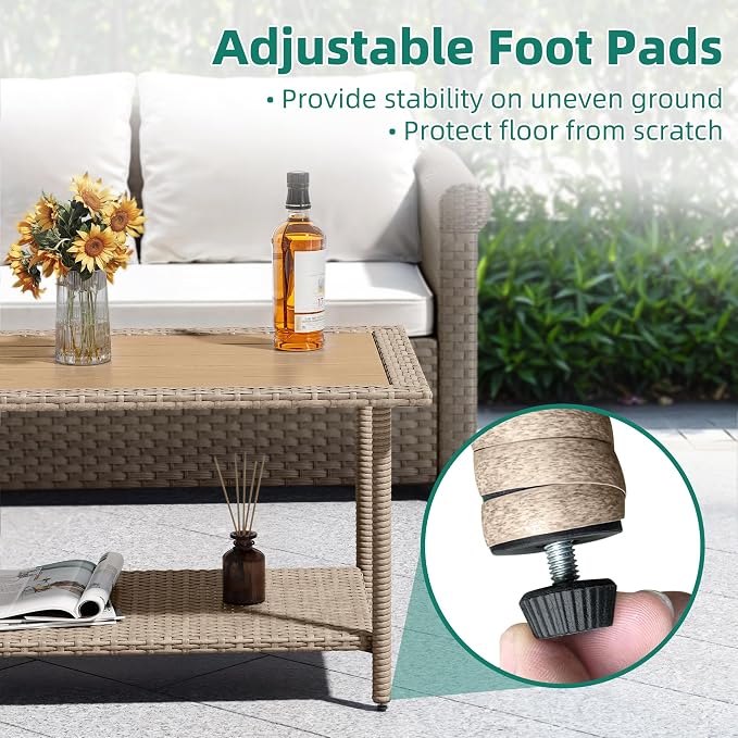 YITAHOME Outdoor Wicker Coffee Table - Image 2
