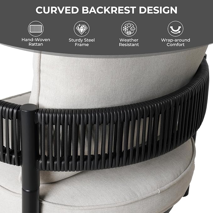 Grand patio Outdoor Swivel Bar Stools Set of 2, Curved Woven Wicker Backrest - Image 5