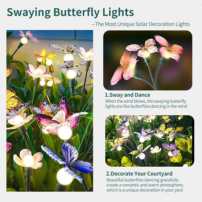Solar Garden Lights, IP65 Waterproof Butterfly Lights - Image 3