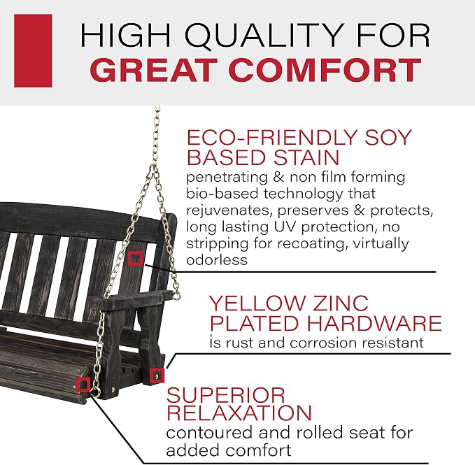 Amish Casual Heavy Duty 800 Lb Mission Treated Porch Swing - Image 3