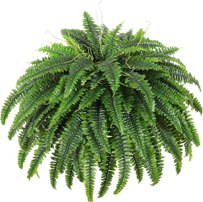 Single Silky Artificial Boston Fern Bush, 49Inch Large Artificial Ferns by Unknown