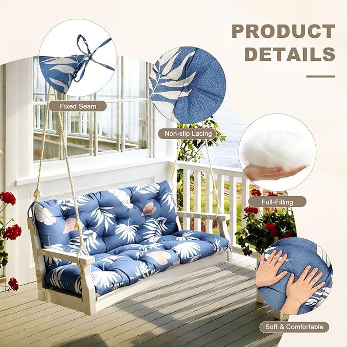 Porch Swing Cushion with Backrest, Waterproof Bench Cushion - Image 5