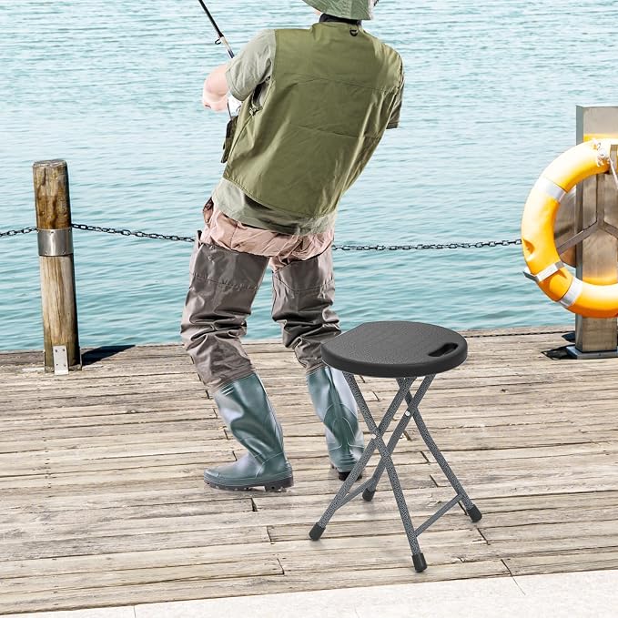 GYMAX Folding Stool, 18in Portable Collapsible Bar Stool - Image 2