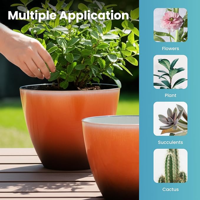 2 Pack Plastic Plant Pots with Drainage Holes, 8 inch Planter - Image 4